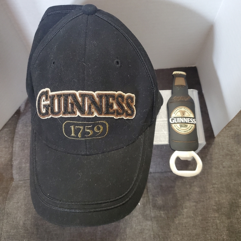 Guinness Ireland PVC Beer Bottle Shaped Bottle Opener Magnet 5.5" amd hat